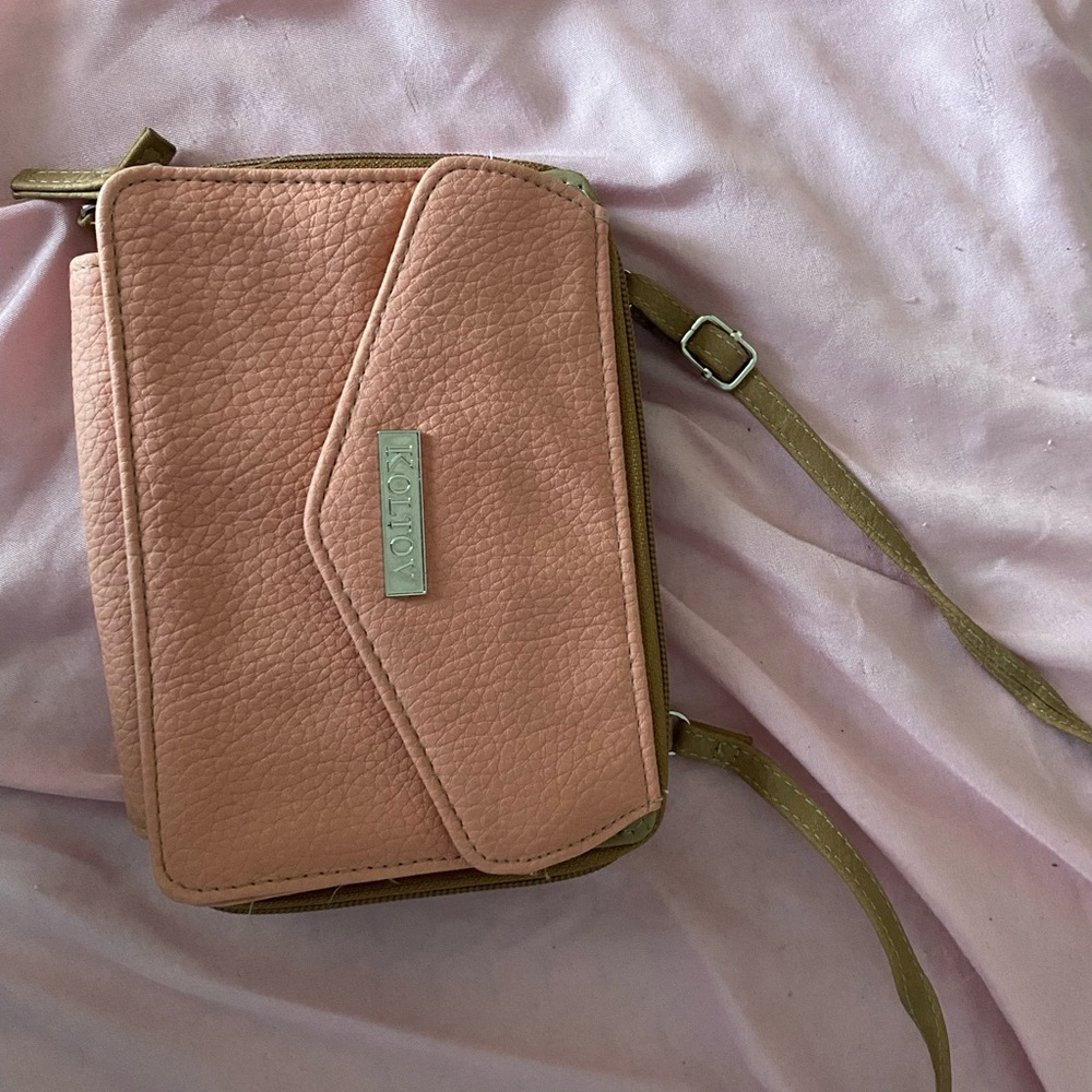 pink and brown pretty purse with strap